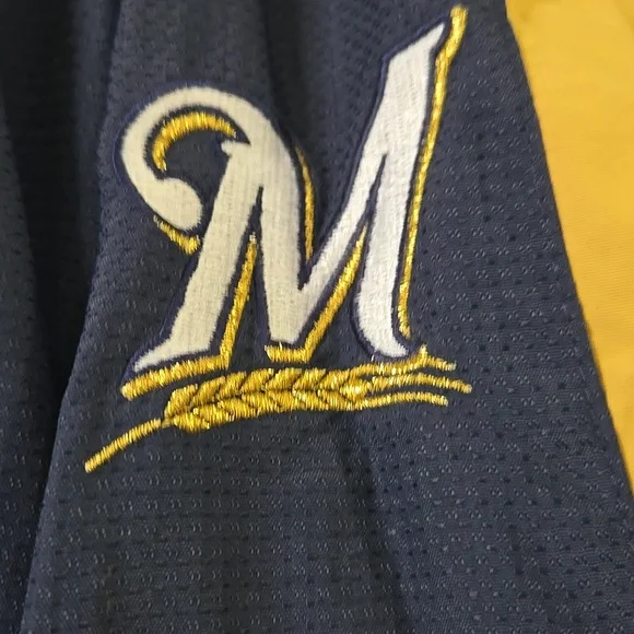 Milwaukee Brewers Majestic Baseball Jacket Embroidered Windbreaker Blue Size XL - Picture 3 of 11